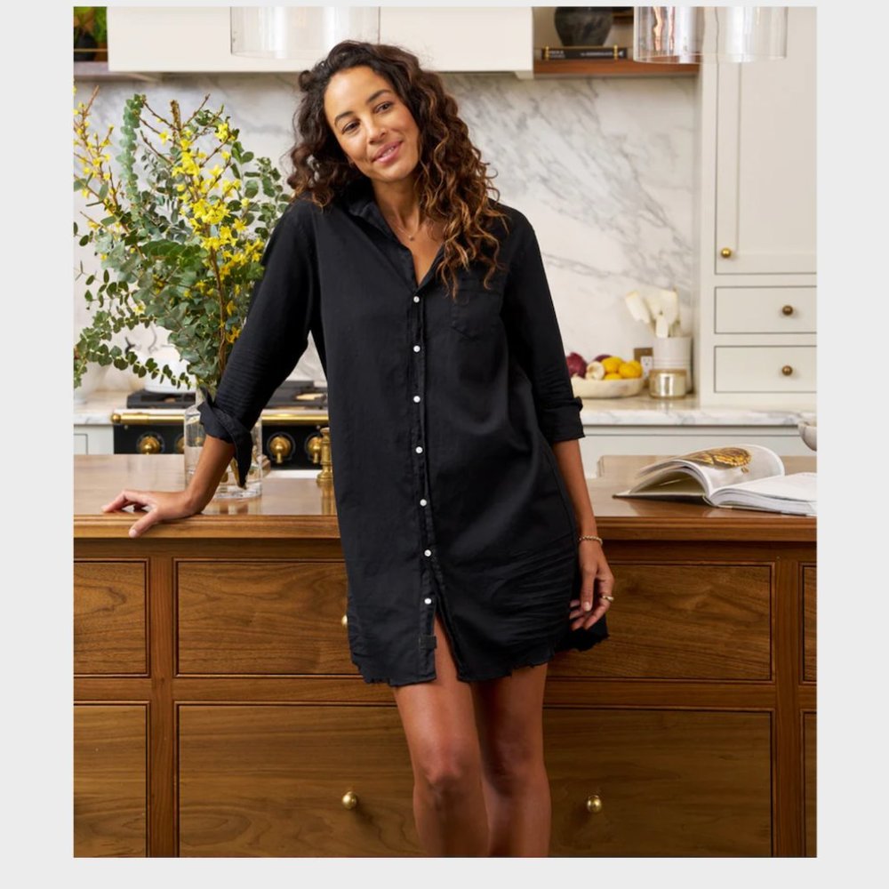 Frank & Eileen Famous Denim MARY Classic Shirtdress Size: M BLACK